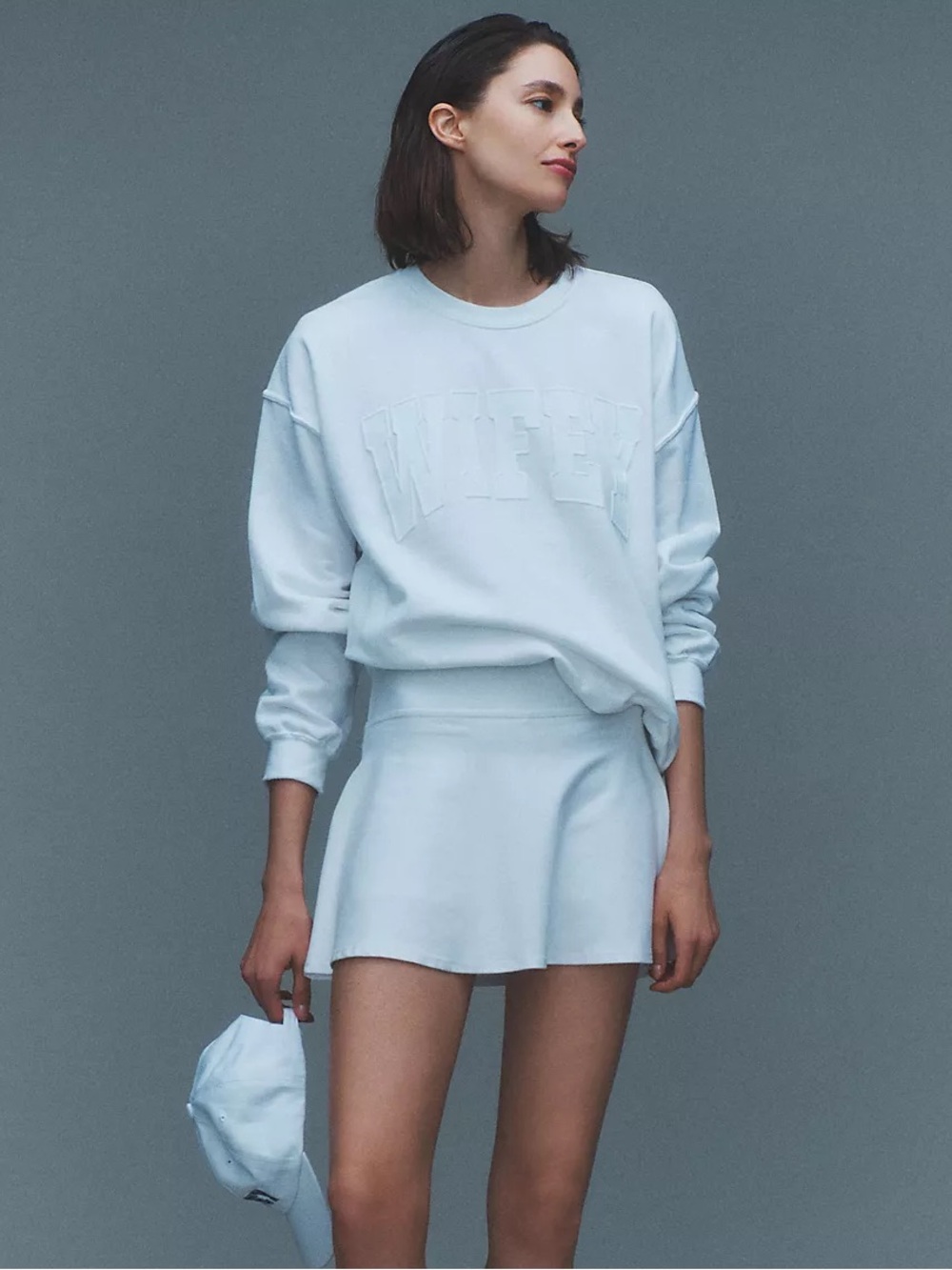 By Anthropologie Weddings Wifey Crew-Neck Sweatshirt White Size Medium NEW